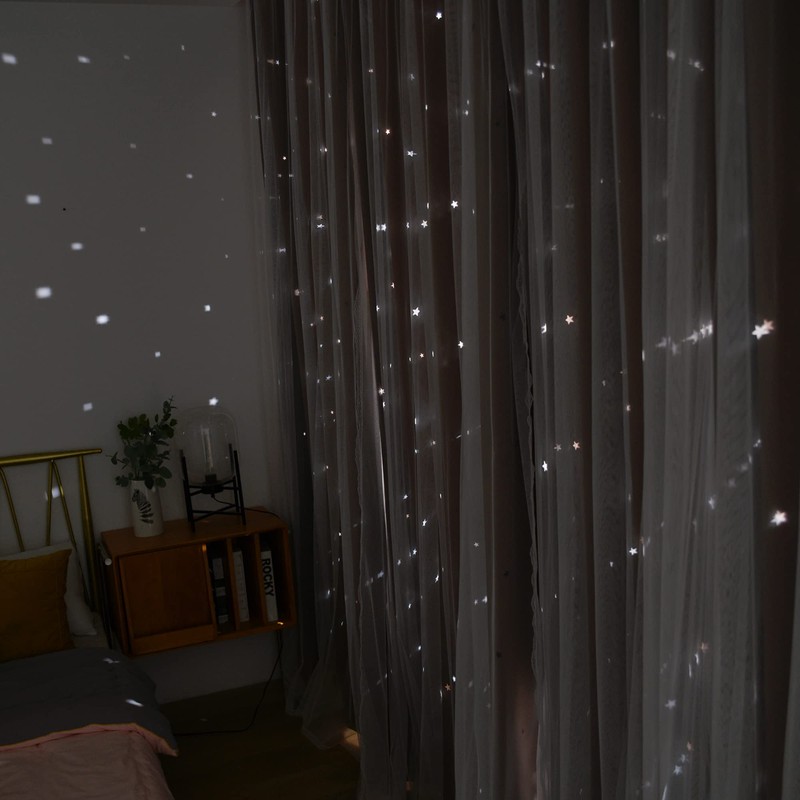 Kinryb Star Cutout Blackout 95 Inches Curtains Double Layer with