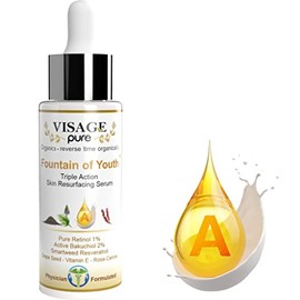 Suero Fuente De Juventud Suero Orgánico Y Libre De Toxinas Para La Piel Con Retinol, Bakuchiol, Resveratrol Y Vitamina E Para Revitalizar, Tonificar  