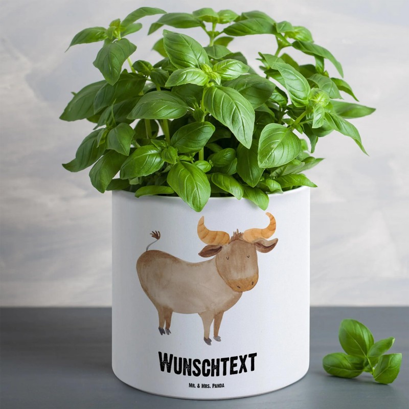 Mr. & Mrs. Panda Personalisierter XL Blumentopf Sternzeichen Stier -