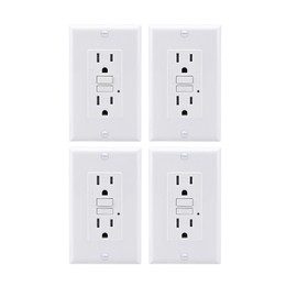 Baomain 15 Amp Blank Face GFCI with Wallplate Self-Test with Indicator Light Outlet Receptacl Indoor Receptacle UL Listed White 4PCS
