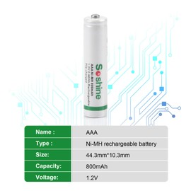 Soshine AAA Rechargeable Battery - 1.2V 800mAh Low-self Discharge Triple a Battery Rechargeable for Solar Lights,Cordless Phone, Toys, Flashlight