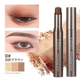 INTOPOP Eyeshadow Stick, Gradation, 3 Colors, Integrated Eyeshadow, Stick, Eye Shadow, Pearl, Teardrop Bag, Time Saving, Natural Eye Makeup (01-Quicksand Brown)