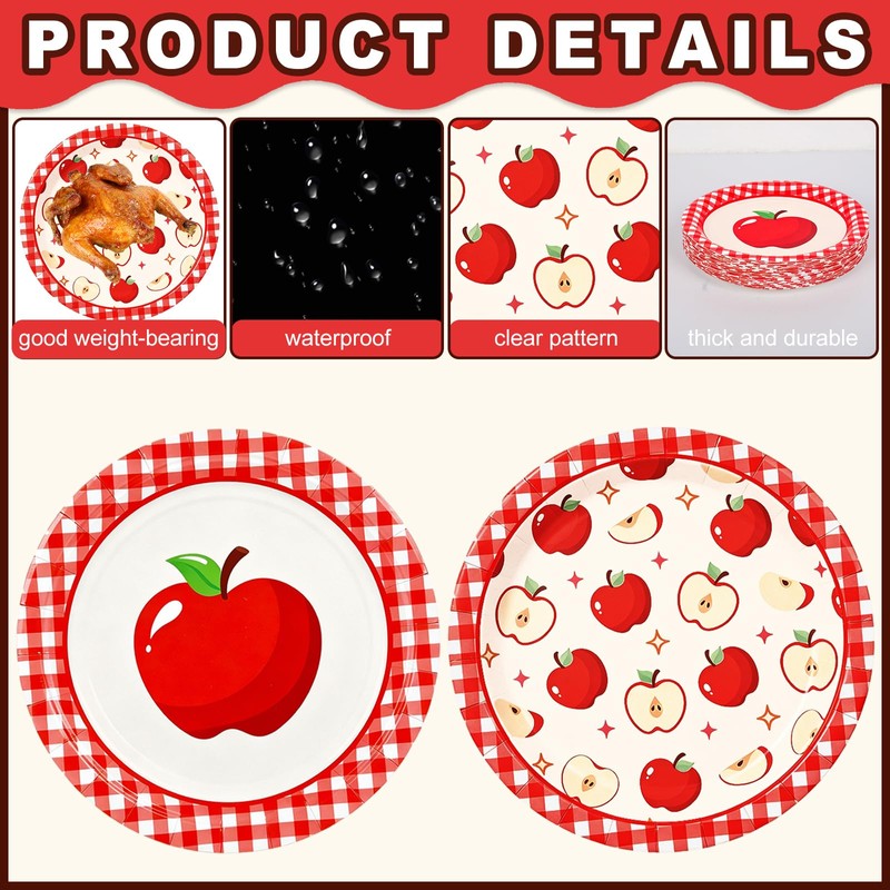 40 Pcs Fall Thanksgiving Apples Paper Plates