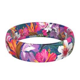 ThunderFit Silicone Wedding Bands for Women, Breathable Printed Design Rubber Engagement Rings 5.5mm Wide 1.8mm Thick - 1 Pack