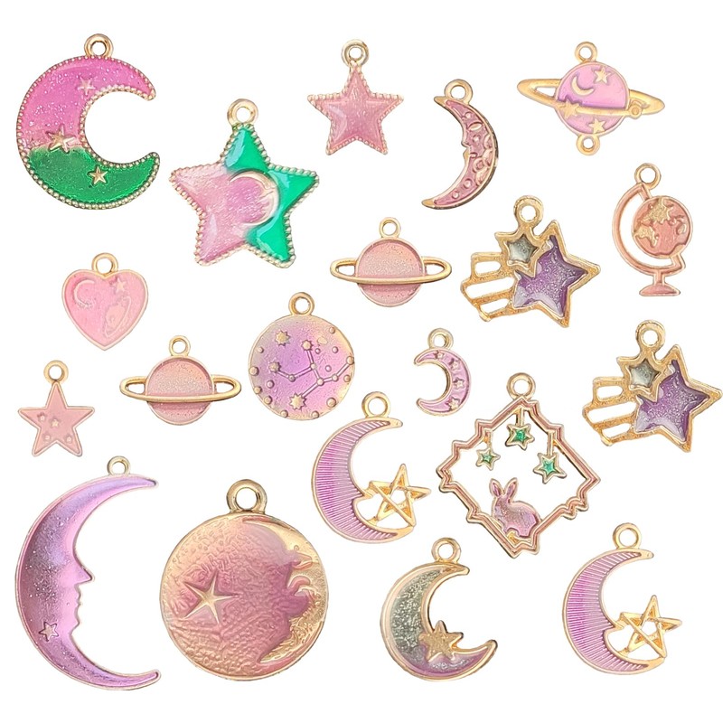 BetterJonny 130pcs Jewelry Charms, Star Moon and Sun Charms Pendant