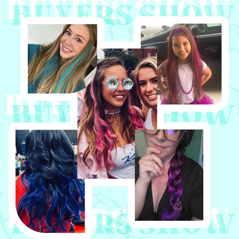 RUNATURE Clip-In Real Hair Extensions, Purple, 35 cm, Remy Clip-In