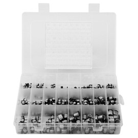 400pcs 24 Values SMD Aluminum Electrolytic Capacitor 1uF - 1000uF Electrolyte Assortment Kit Circuit Parts for Electronics Enthusiasts