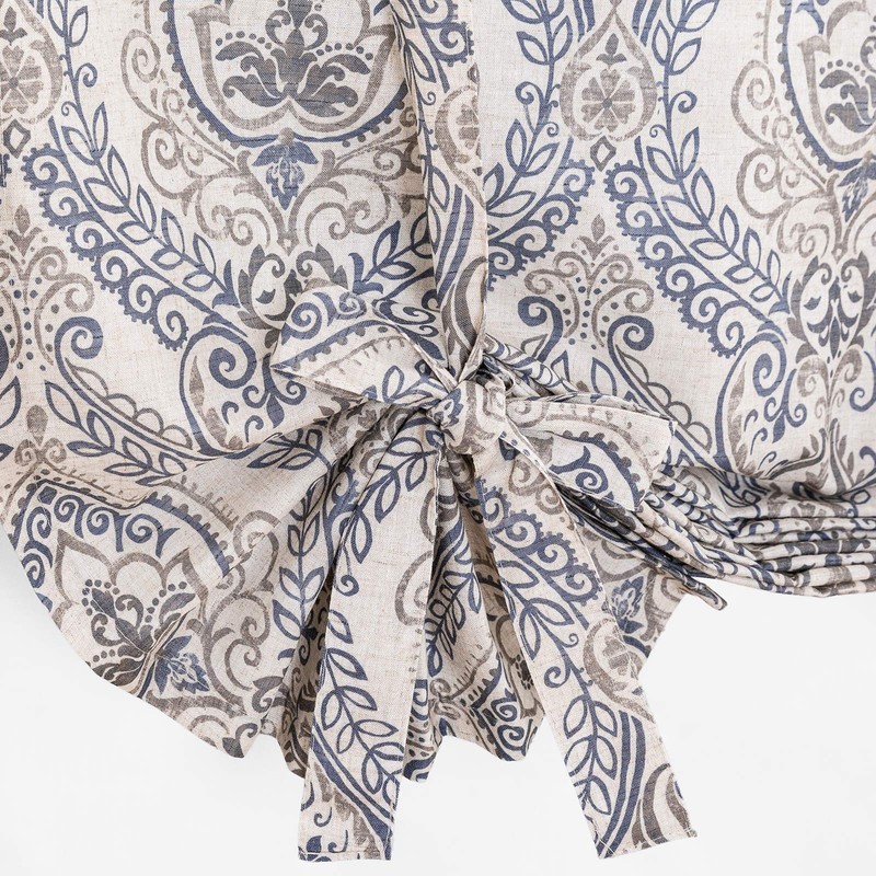 JINCHAN Tie Up Shade Curtains Damask Printed Paisley Rod Pocket