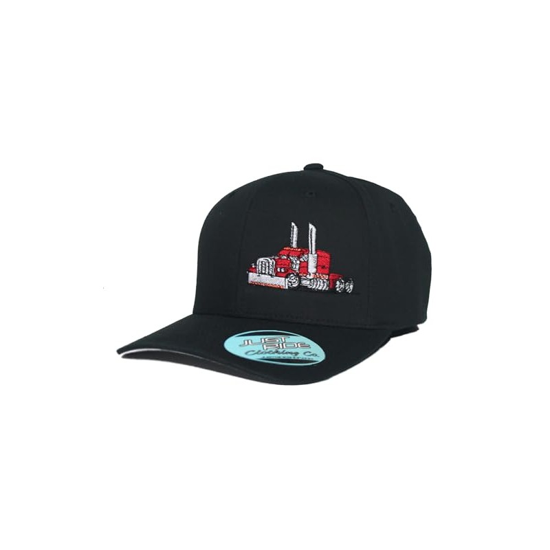 Trucker Hat Big Rig Cap Flex Fit (S/M, RED)