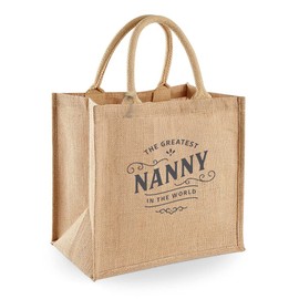 D Design Invent Print! Nanny Gift Bag Natural Jute Tote Shopping Present for Nanny 30cm x 30cm x 19cm