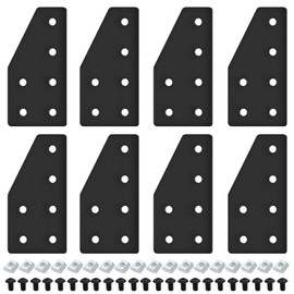 IMETRX 8pcs 2040 Aluminum Extrusion Joint Plate Connector Corner L Bracket 6-Hole 2040 V Slot Hardware T Slotted Accessories with T Nuts and Screws for Aluminum Profile 3D Printer Frame Part Black