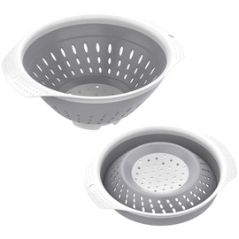U.S. Kitchen Supply Colador de Acero Inoxidable - Colador Plegable de 6 Cuartos de Galón con Asas de Goma Expandibles - Tamiz Rectangular, Coladores y