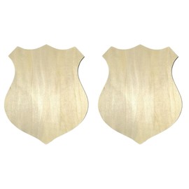 SHINEOFI 2pcs DIY Badge Plaque Wooden Officer Symbol Shield Hanging Sign Ornaments Unfinished Badge Shield Tags for Home Wedding Birthday Party Decoration