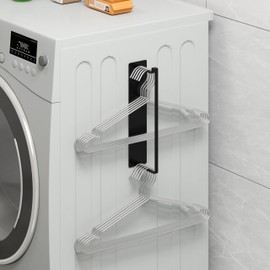 Magnetic Hanger Organizer, Thipoten Hangers Holder for Washing Machine, Holding up to 30 Velvet/Wire/Plastic Hangers, Perfect Space Saver for Laundry Room (1, Black)