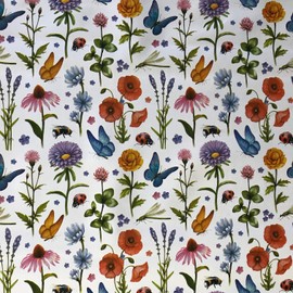 linen702 Vinyl Pvc Tablecloth 2 metres (200x137cm) Country flowers, butterflies and Lady Birds. To fit up to a 6 Seater Size Rectangle table, Wipe Clean, Plastic Table Cloth (313)