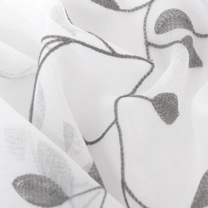 Deconovo Transparent Curtains, Set of 2 Embroidered Curtains, White, 175x140
