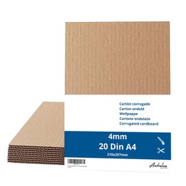 ANHELUS PAPER & DECO Pack of 20 brown corrugated cardboard DIN A4 - cardboard 4 mm thick (21 x 29.7 cm) - for packaging and crafts