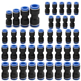 Bwintech 40 Pcs Straight Push in Connect Pneumatic Fitting Kit,2 Way Plastic Quick Release PU Air Line Adapter,(6mm,8mm,10mm,12mm)
