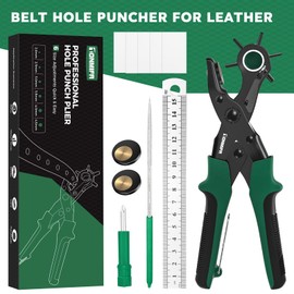 Professional Leather Hole Pliers - Tonmifr Heavy Duty 6 Sizes Belt & Watch Strap Hole Punch Tool, Leather Craft Tool for Belts, Handbags, Straps, Cardboard, Precision Ground Punching with R