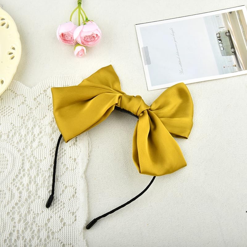 Birthday Hair Accessories for Women Girls Yellow Bow Headbands Large