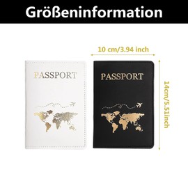 beejune 2 Pieces Passport Covers, Passport Organiser, Passport Cover, Passport Holder, for Credit Cards, Travel Accessories, Cardholder, Travel Organiser, Documents, black, Modern