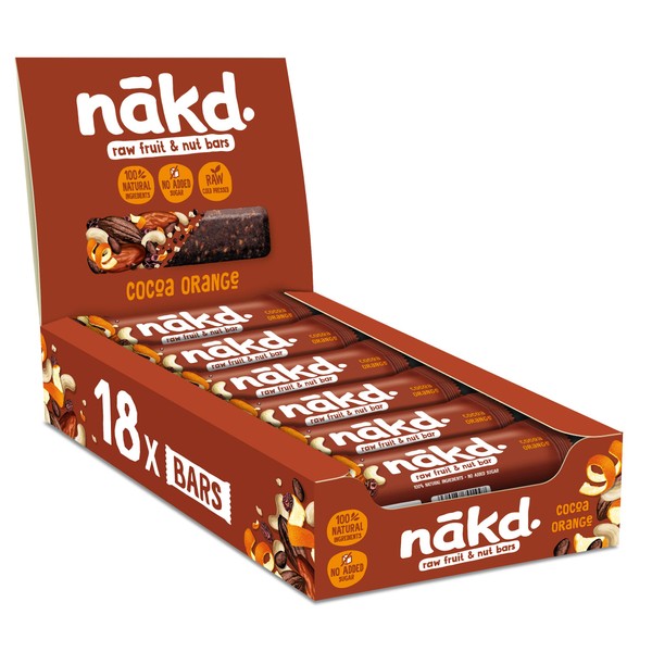 Nakd Cocoa Orange Natural Fruit & Nut Bars - Vegan - Healthy Snack - Gluten Free - 35g x 18 bars