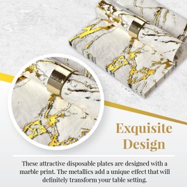 Elegant Marble Disposable Napkins, Pack Includes 18 Wedding Napkins, Party Napkins Disposable Perfect For Dessert, Classic Dinner Napkins For Upscale Events, Christmas Napkins For Holiday Meal, Gold