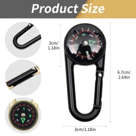 2pcs Compass with Keychains and Carabiner, Orientation Navigation Orienteering Hiking Compass for Outdoor Camping Sport Hiking Navigation and Survival