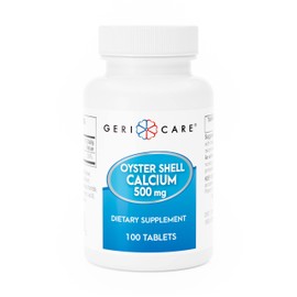 GeriCare Oyster Shell Calcium 500 mg, Bone Health, Nutritional Supplement, 100 Count (Pack of 1)