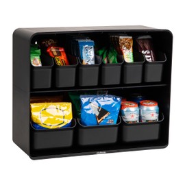 Mind Reader Snack Organizer, Countertop Organizer, Snacks, Drinks, Pantry, Breakroom, Kitchen, 18" L x 7.25" W x 14.5" H, Black