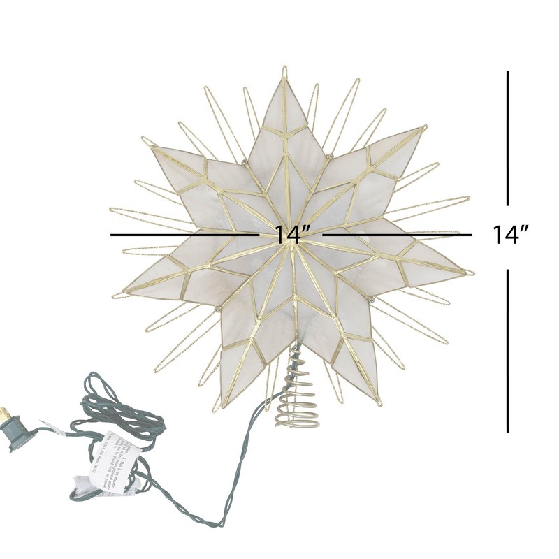 Kurt Adler 14-Inch 7-Point Natural Capiz Star Lighted Treetop