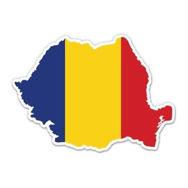 Romania Map Flag Country Shape - Vinyl Sticker Waterproof Decal