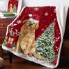 Christmas Santa Dog Sherpa Fleece Blanket, Warm Cozy Plush Flannel