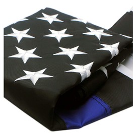 VSVO Thin Blue Line Flag 3x5 ft - Embroidered Stars - Sewn Stripes - Brass Grommets - Black White and Blue American Police Flag Honoring Law Enforcement Officers.