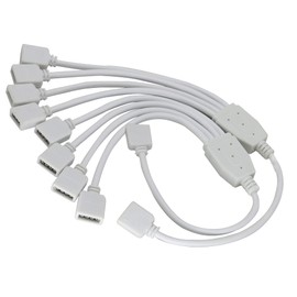 HCFeng 4 Pins Y-Splitter Cable 4 Pin Y Splitter 4 Way LED Splitter Cable Flex LED Strip Connector for SMD 5050 3528 2835 RGB LED Light Strip [30cm/12inch] [white-4way]