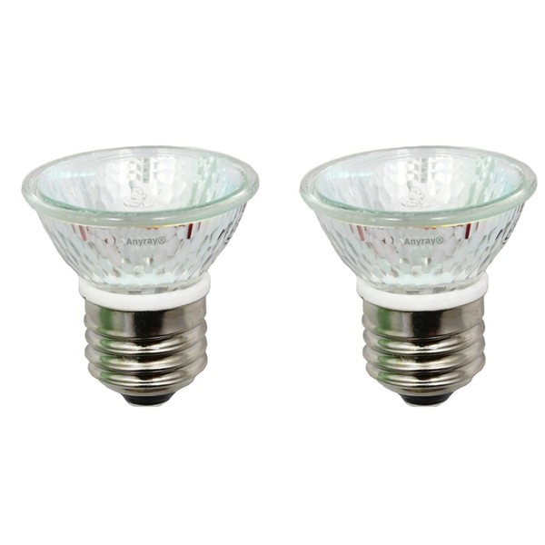 Anyray A1875Y (2-Bulbs) HR16 120V 25W E27/E26 MR-16 25 Watt JDR C Halogen Bulb Lamp HR 16 with Lens (25 Watts)