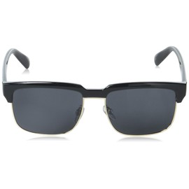 Peppers Lifestyle Polarized Rectangular Sunglasses, Shiny Black with Smoke, 57x17x142