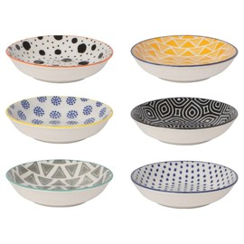Now Designs Pinch Bowls, Bits & Dots, Assorted Colors - DIA 3.75 in x 1 in, 2oz | Set of 6.