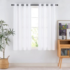 NICETOWN Non-See-Through Privacy Sheer Curtains 72 inches Long Pure White 2 Panels, 52" Wide Grommet Window Curtains Drapes for Living Room Bedroom- Home Decoration Light Filtering Elegant Drapes