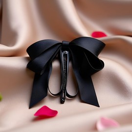 1 Pc Black Bowknot Banana Clip, Satin Ribbon Bow Hair Claw Clips Hairpin, Sweet Cute Vertical Ponytail Holder Hair Barrettes Clamps for Women Girls,Clips and Barrettes,Hair Accessories