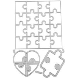 TEHAUX Square Jigsaw Puzzle Cutting Dies, Love Heart Jigsaw Puzzle Die Cuts Metal Embossing Stencils Template Mould for Card Scrapbooking DIY Craft Album Paper Card