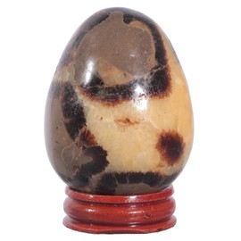Nupuyai Natural Septarian Dragon Stone Egg Ball with Wooden Stand Reiki Healing Stone Geode Feng Shui Decoration Meditation Crystal Ball Fortune Teller, 61-70 mm
