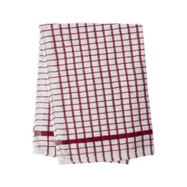 Alanna Jones Set of 2, 45 x 65 cm Large 100% Cotton Luxury Check Soft Kitchen Tea Towels Perfect for Household and Professional Restaurant Bar Catering Kitchen Dish Cloth (Red)