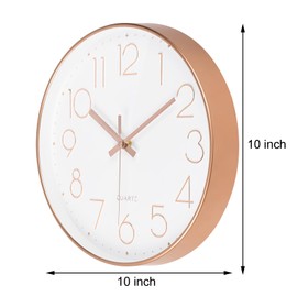 Yoiolclc Wall Clock 10 Inch Battery Operated Modern Round Non-Ticking Wall Clocks for Kitchen, Office, Classroom (Rose Gold)