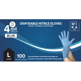 Mira Pak Blue Nitrile Disposable Gloves 4 Mil Food-Safe, Latex & Powder Free, Textured Fingertips Gloves (Small (Pack of 100))