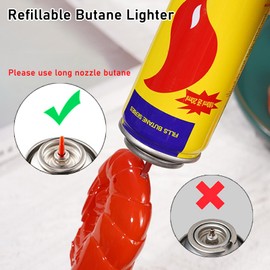 Torch Lighter - Fun Shrimp Design Refillable Butane Lighters, Cool Adjustable Windproof Blue Flame Lighter for Outdoor Indoor, Great Gifts for Men Women(Gas Not Included)-Orange