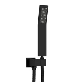 WHSHOWER Brass Handheld Shower Head Kit Square Shower Heads with 59'' Stainless Steel Shower Hose And Adjustable Solid Brass Bracket High Pressure Hand Held Shower Head Combo, Matte Black