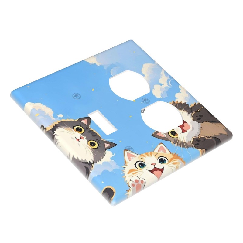 Ihsourgnitnem Wallplates Orange Gray Cute Cat Sky Cloud Cat S
