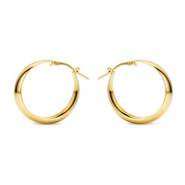 MIORE Jewellery Handmade in Italy, Earrings 925 Silver, Hoop Earrings 925 Silver, Chunky Hoops 30 mm Diameter, Earrings Gold-Plated 18 K Gold, Round Hoops Earrings Women's Earrings, Gold Plated