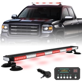 XRIDONSEN 37 inch 104 LED Roof Top Emergency Lights Red White Emergency Firefighter Lights Magnetic Strobe Light Bar Warning Flashing Safety First Responder lights for Vehicles POV Fire Trucks Pickup